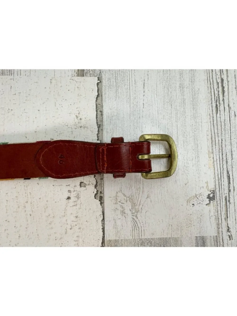 Smathers & Branson Summer Madras Needlepoint Belt Sz 46 Plaid